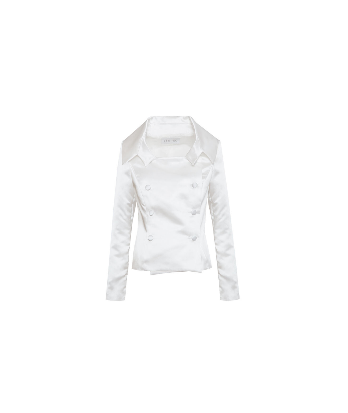 Inna Rek, żakiet satynowy biały