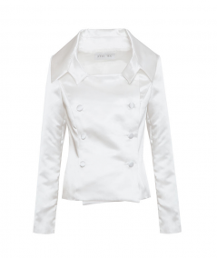 Inna Rek, żakiet satynowy biały